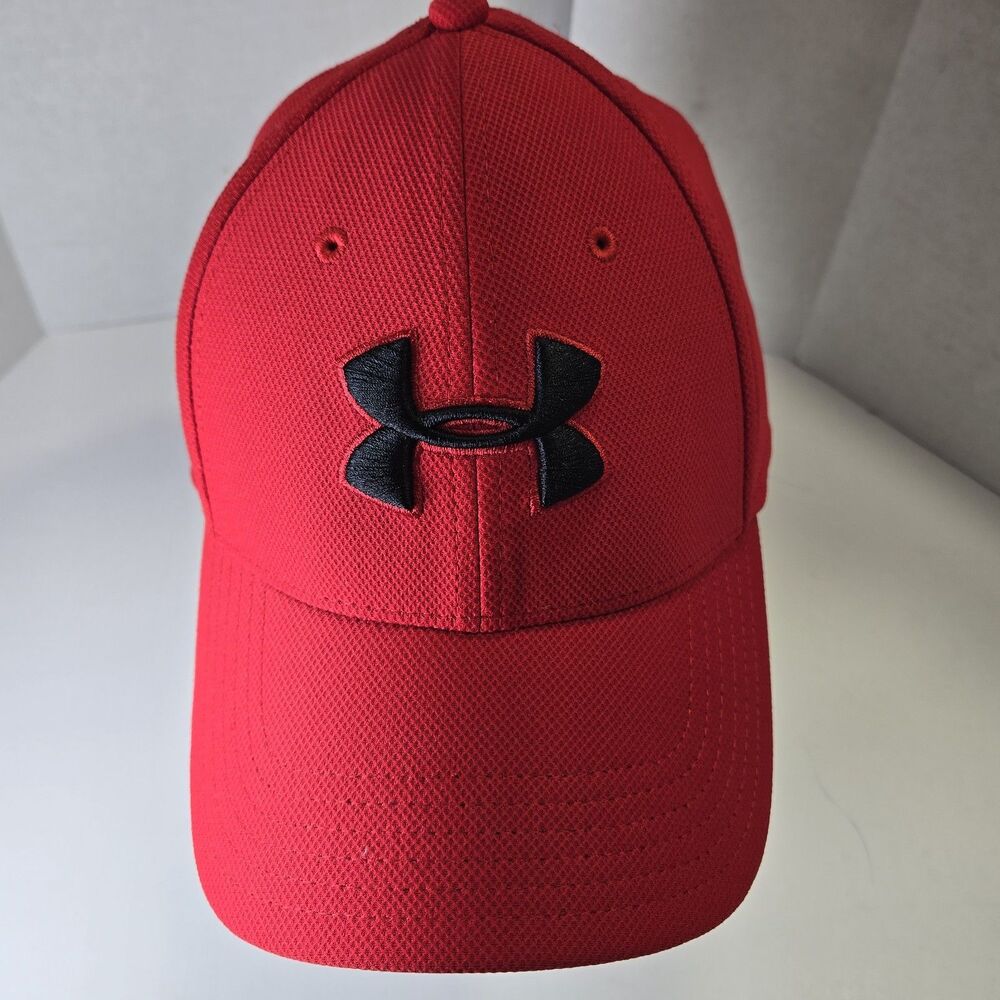 Under Armour UA Men's Red Black Embroidered Logo Classic Fit L/XL Cap Hat Flex